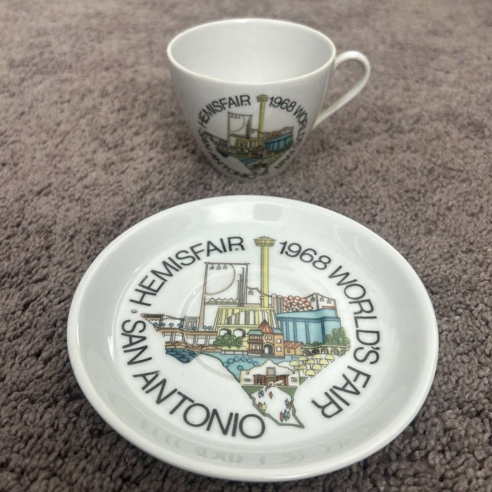1968 Worlds Fair Hemisfair San Antonio Texas Tea Cup & Saucer Made in Japan